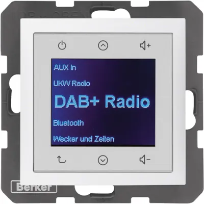 Berker Radio Unterputz 30849909 | DAB+ | Bluetooth | Funkuhr | RDS | 16 Senderspeicher | Basiselement | polarweiß matt
