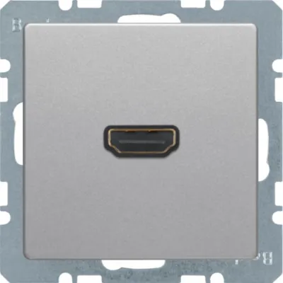 Berker HDMI-Steckdose 3315436084 | High Definition | 90° gewinkelt | Aluminium matt lackiert | Unterputz | 1-fach | IP20