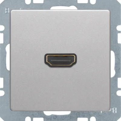 Berker HDMI-Steckdose 3315436084 | High Definition | 90° gewinkelt | Aluminium matt lackiert | Unterputz | 1-fach | IP20