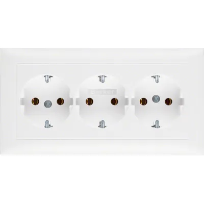 Berker 3fach SCHUKO Steckdose S.1 | Unterputz | polarweiß matt | halogenfrei | Durchschleiffunktion