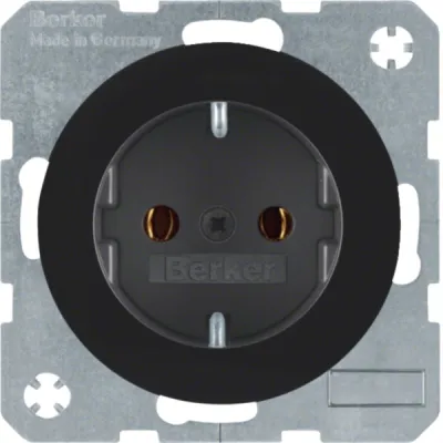 Berker Steckdose SCHUKO R.1/R.3 41432045 | Unterputz IP20 | 16A 250V | Schraubklemme | glänzend | Kunststoff | schwarz