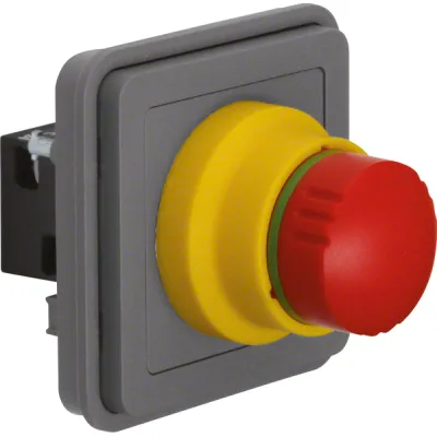 Berker NOT-AUS-Taster-Einsatz 44713512 W.1 | Tastereinsatz grau | 1Ö/1S | Aufbau/Unterputz | IP20 | 36,5mm