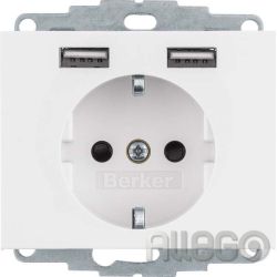 BERKER 48037009 Steckdose 1f polws glz US UP horiz IP20