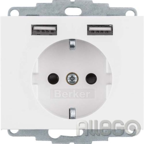 Bild: BERKER 48037009 Steckdose 1f polws glz US UP horiz IP20