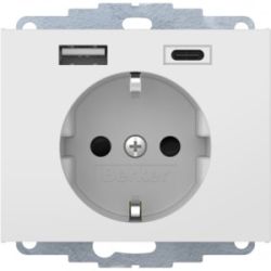 BERKER 48047009 Steckdose SCHUKO/USB A-C Kx pws glänzend