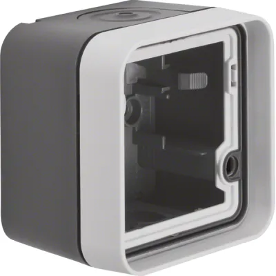 Berker Aufputzgehäuse 1-fach | 6118913505 | mit Rahmen | IP55 | Kunststoff lichtgrau matt | Leitungseinführung