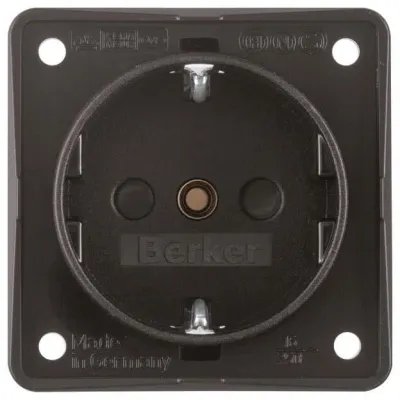 Berker SCHUKO Steckdose 1-fach | Integro | IP44 | erhöhter Berührungsschutz | Schraubklemmen | schwarz matt