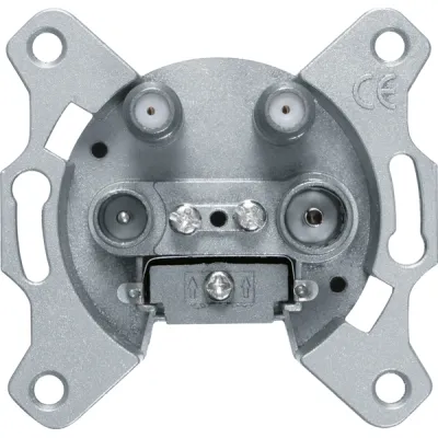 Berker Antennen-Steckdose 4-fach | TV SAT FM Enddose | 2x F-Buchse | 2x IEC | Unterputz | Weiß