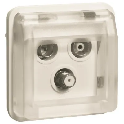 Berker Antennen-Steckdose 3-fach 12033562 | SAT TV/RD Enddose | Aufputz | Kabelmodem geeignet | IP55 | matt weiß