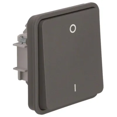 Berker Ausschalter-Einsatz 2-polig 30423515 | Unterputz & Aufputz | IP55 | Steckklemme | Wippe 0/1 | Thermoplast | grau