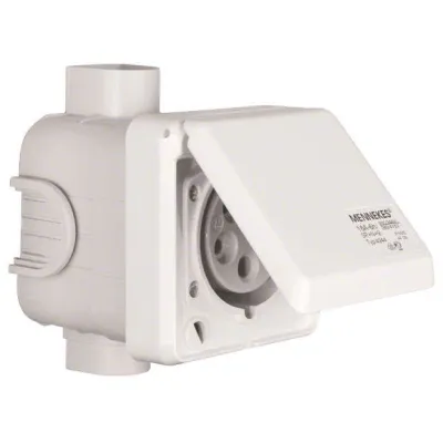 Berker CEE-Steckdose 5-polig UP 16A 568001 | 400V | IP44 | Klappdeckel | Schraubklemmen | polarweiß RAL 9010