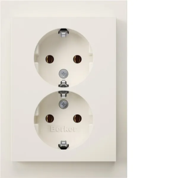 Berker Doppelsteckdose SCHUKO 2-fach Unterputz | K.1 Serie | Kunststoff halogenfrei | polarweiß glänzend