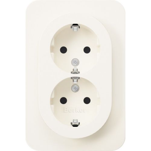 Bild: Berker Doppelsteckdose SCHUKO R.1 polarweiß glänz. 47592089