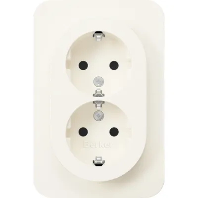 Berker Doppelsteckdose SCHUKO R.1 47592089 | Unterputz | erhöhter Berührungsschutz | 2-fach | Kunststoff | polarweiß