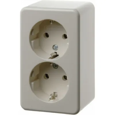 Berker Doppelsteckdose SCHUKO 472140 | Aufputz | 2-fach | Steckklemmen | 16A 250V | cremeweiß glänzend | Kunststoff