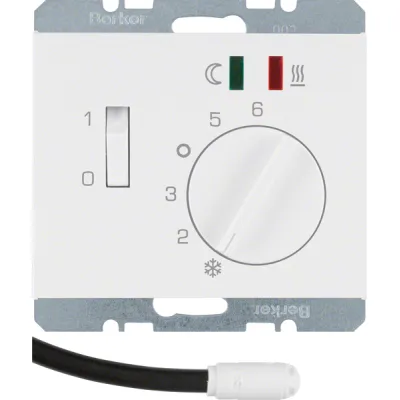 Berker Fußbodentemperaturregler 20347109 | K.1 Unterputz | Schließer | 250V 10A | 10–50 °C | polarweiß glänzend