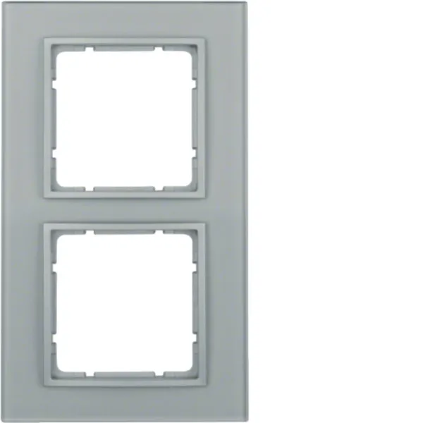 Berker Glasrahmen 2-fach B.7 | 10126414 | Abdeckrahmen Glas Aluminium | waagerecht & senkrecht | halogenfrei | IP20