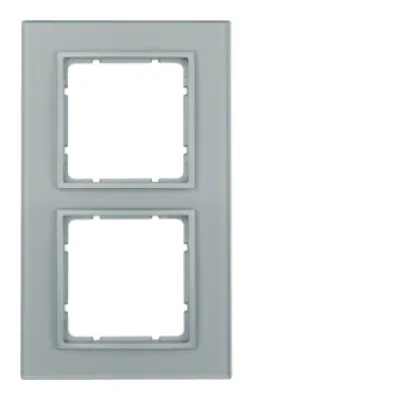 Berker Glasrahmen 2-fach B.7 | 10126414 | Abdeckrahmen Glas Aluminium | waagerecht & senkrecht | halogenfrei | IP20
