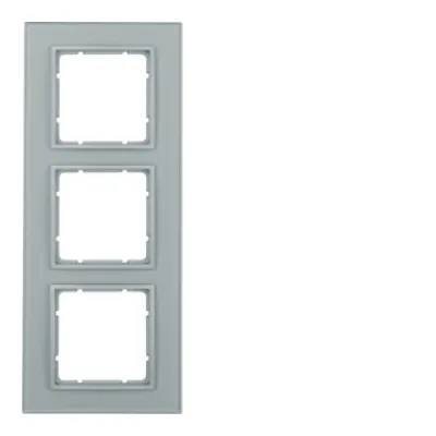 Berker Glasrahmen 3-fach B.7 10136414 | Abdeckrahmen Glas Aluminium | waagerecht/senkrecht | Unterputz | IP20