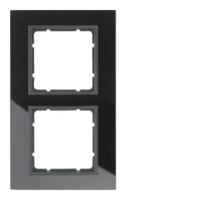 Berker Glasrahmen 2-fach B.7 10126616 | Abdeckrahmen Unterputz | gehärtetes Glas | waagerecht & senkrecht | schwarz