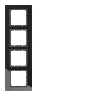 Berker Glasrahmen 4-fach B.7 10146616 | Abdeckrahmen schwarz Glas | horizontal & vertikal | Unterputz | IP20