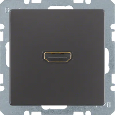 Berker HDMI-Steckdose 3315436086 Q.1/Q.3 | Unterputz | HDMI Typ A Doppelbuchse | 90° gewinkelt | anthrazit matt