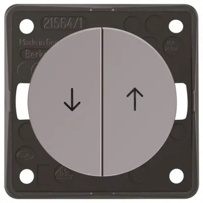 Berker Jalousie-Serientaster 936532507 | Wippentaster 1-polig | 2 Tasten | Einbau | Thermoplast grau glänzend