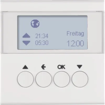 Berker Jalousie-Schaltuhr 85741189 UP polarweiß glänzend | Zeitschaltuhr mit Zufallsgenerator & Memory | IP20