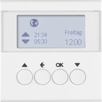 Berker Jalousie-Schaltuhr 85741189 UP polarweiß glänzend | Zeitschaltuhr mit Zufallsgenerator & Memory | IP20