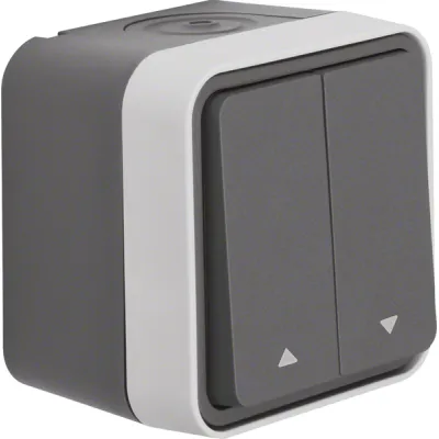 Berker Jalousie-Serienschalter 30753525 | 1-polig | Aufputz | Wippe | IP55 spritzwassergeschützt | grau | Kunststoff