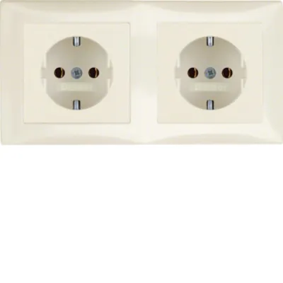 Berker Steckdosen-Kombination 47208982 | SCHUKO 2-fach mit Rahmen | Unterputz | 16A 250V | glänzend | weiß