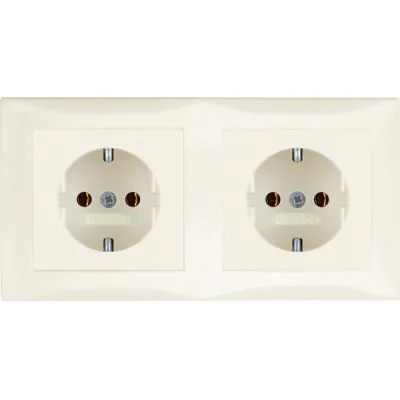 Berker Steckdosen-Kombination 47208982 | SCHUKO 2-fach mit Rahmen | Unterputz | 16A 250V | glänzend | weiß