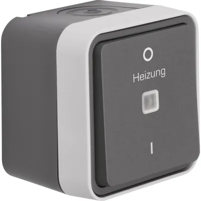 Berker Kontroll-Ausschalter 2-polig 35623505 | Heizung Notschalter | Aufputz | IP55 | beleuchtet | Steckklemme | grau