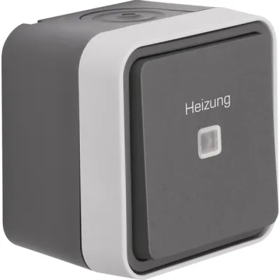 Berker Kontroll-Wechselschalter 35663505 | Heizung Notschalter | Aufputz | LED-Kontrollleuchte | IP55 | grau