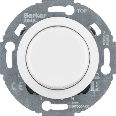 Berker Nebenstellen-Einsatz 294510 | Universal-Drehdimmer Unterputz | Dreh-/Druckknopf | polarweiß glänzend