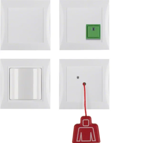Berker Notruf-Set 52008989 S.1 | Komplettset für barrierefreie WC-Räume nach DIN VDE 0834 | 24V | polarweiß glänzend