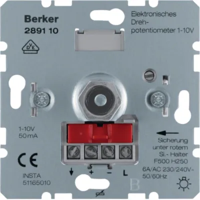 Berker Drehpotentiometer 1-10V 230V UP 6A | mit Druckknopf | Grundhelligkeit einstellbar | kurzschlussfest