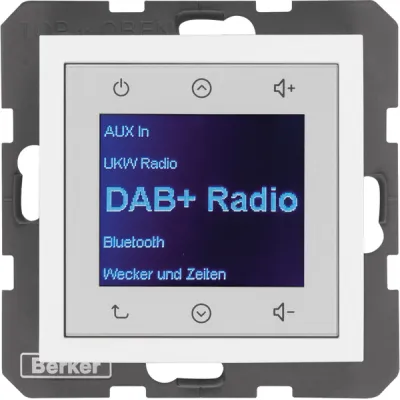 Berker Radio Touch Unterputz 30848989 | DAB+ | Bluetooth | RDS | Funkuhr | AUX IN | 16 Senderspeicher | weiß glänzend