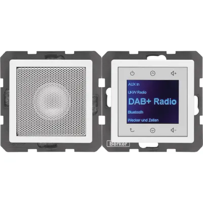 Berker Radio Touch 30806089 Unterputz | DAB+ | Bluetooth | UKW | Funkuhr | Lautsprecher | Basiselement | RDS | weiß