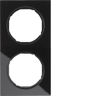 Berker Rahmen 2-fach R.3 10122216 | Glas Abdeckrahmen Unterputz | vertikal & horizontal | glänzend | schwarz