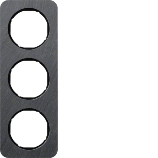 Berker Rahmen 3-fach R.1 10132384 | Abdeckrahmen Unterputz | Schiefer anthrazit/glänzend | Stein | horizontal/vertikal