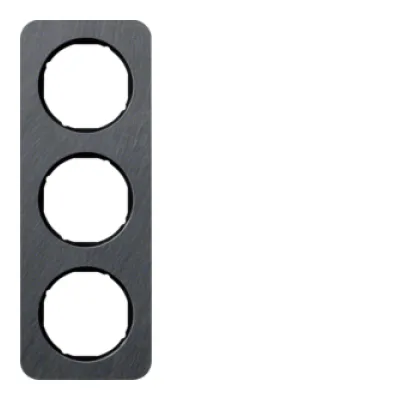 Berker Rahmen 3-fach R.1 10132384 | Abdeckrahmen Unterputz | Schiefer anthrazit/glänzend | Stein | horizontal/vertikal