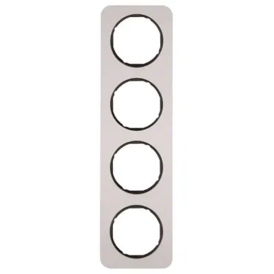 Berker Rahmen 4fach R.1 10142184 | Abdeckrahmen Unterputz | Aluminium matt | senkrecht & waagerecht | alu/schwarz
