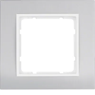 Berker Rahmen 1-fach B.3 10113904 | Abdeckrahmen für UP-Montage | Aluminium eloxiert matt | polarweiß | Metall | IP20