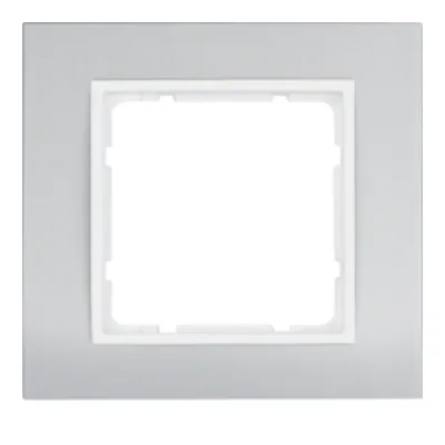 Berker Rahmen 1-fach B.3 10113904 | Abdeckrahmen für UP-Montage | Aluminium eloxiert matt | polarweiß | Metall | IP20