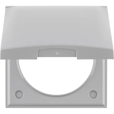 Berker Rahmen 1-fach mit Klappdeckel | Integro Flow 918282507 | Steckdosenabdeckung | Kunststoff | grau glänzend