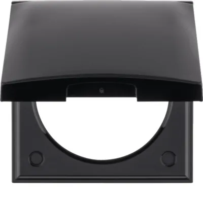 Berker Rahmen 1fach 918282510 | Integro Flow/Pure Steckdosenabdeckung | Klappdeckel | schwarz glänzend | IP20