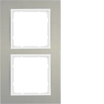 Berker Rahmen 2-fach B.3 10123904 | Abdeckrahmen Aluminium eloxiert matt | für UP-Installation | alu/polarweiß
