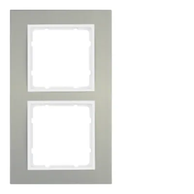 Berker Rahmen 2-fach B.3 10123904 | Abdeckrahmen Aluminium eloxiert matt | für UP-Installation | alu/polarweiß