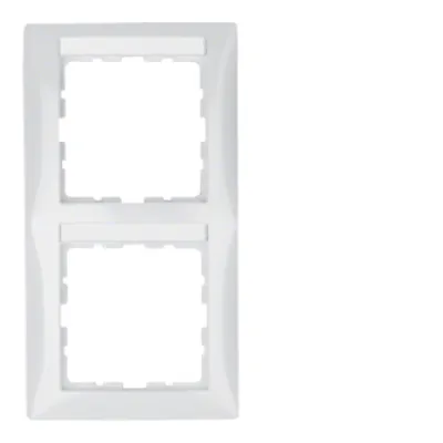 Berker Rahmen mit Beschriftungsfeld 2-fach vertikal 10128919 | Unterputz | Kunststoff Duroplast | polarweiß glänzend